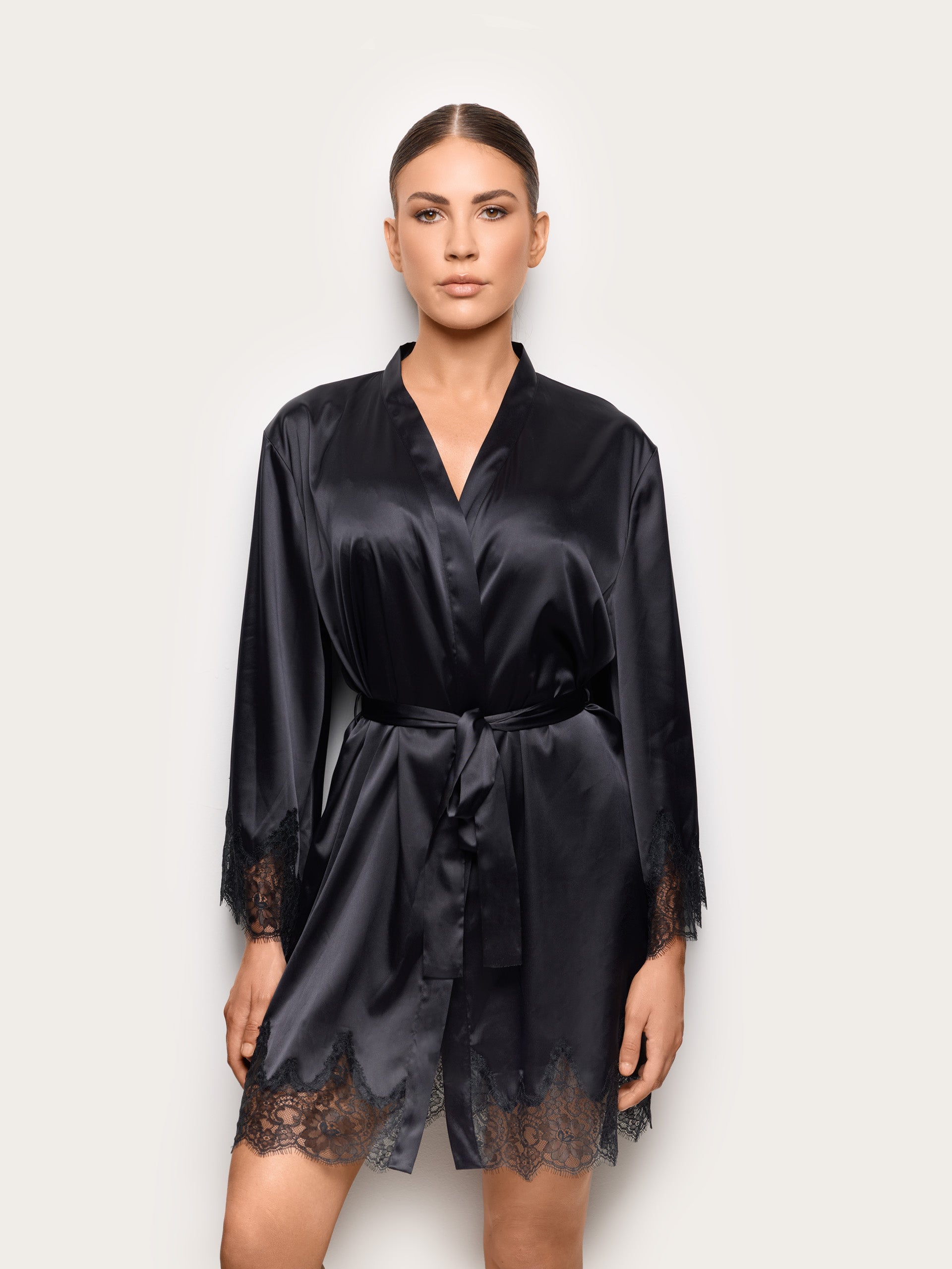 Midnight Satin Woman Kimono