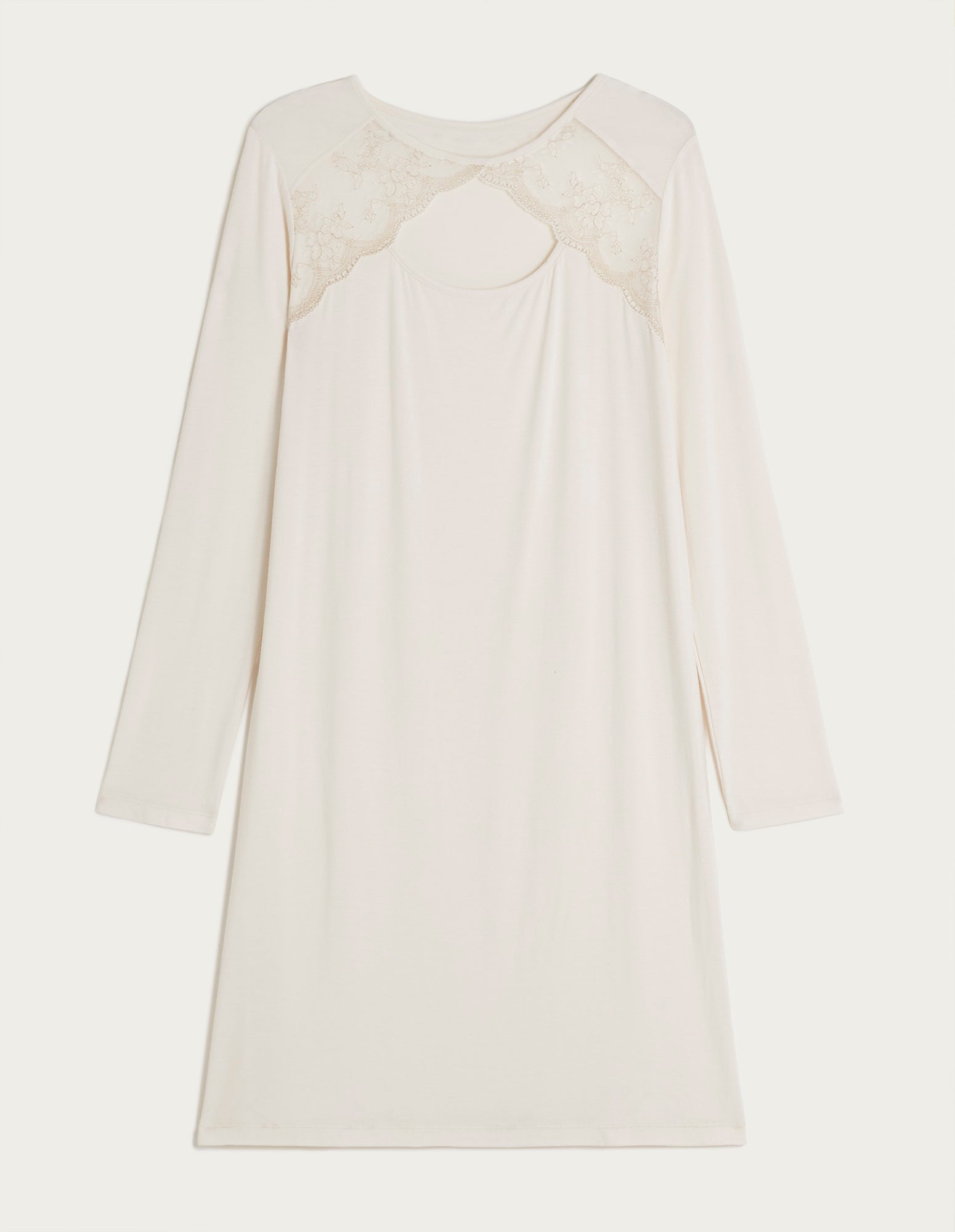 Modal / Lace Woman Long Sleeve Nightshirt