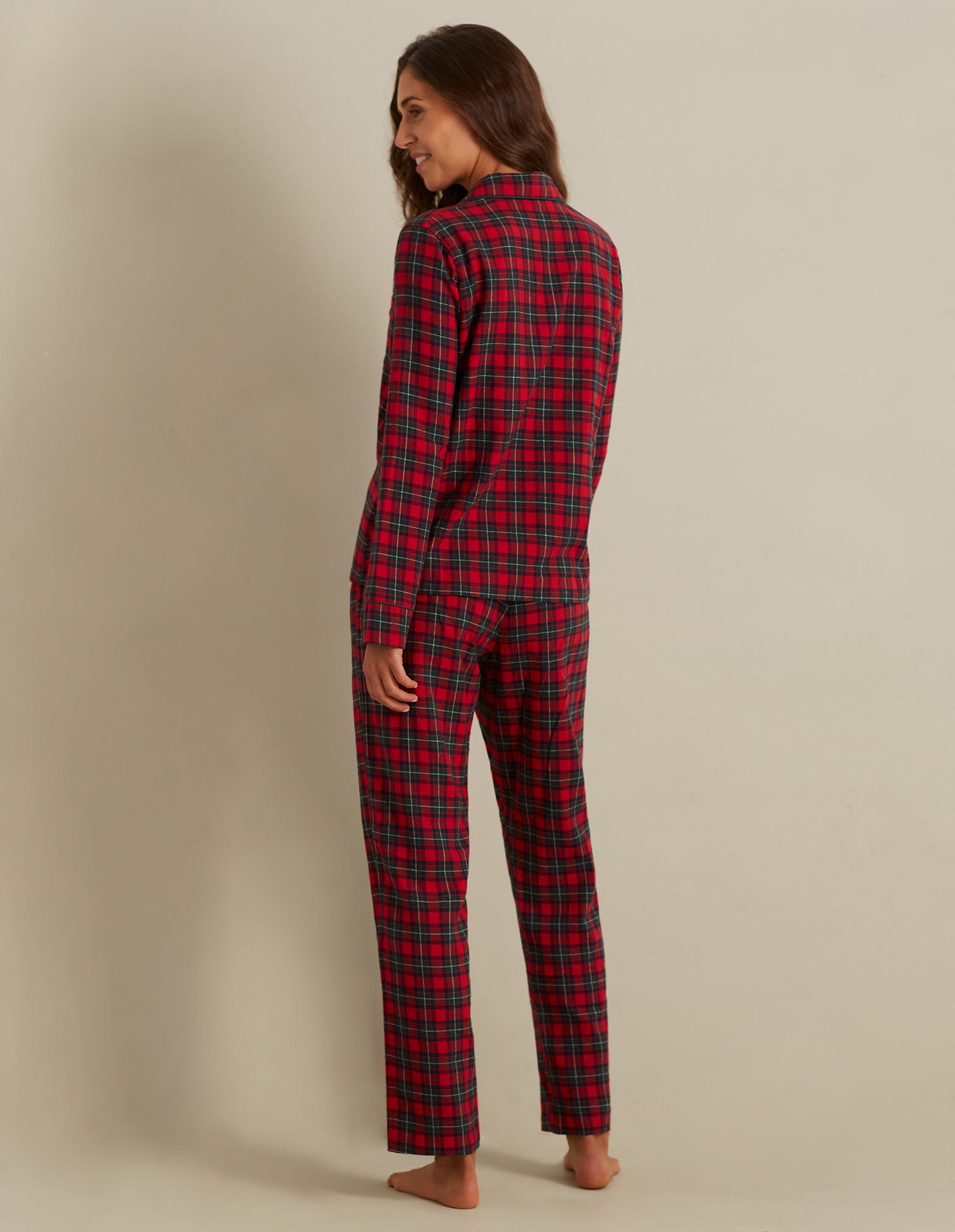 Tartan Family Woman Long-Pyjamas with front opening