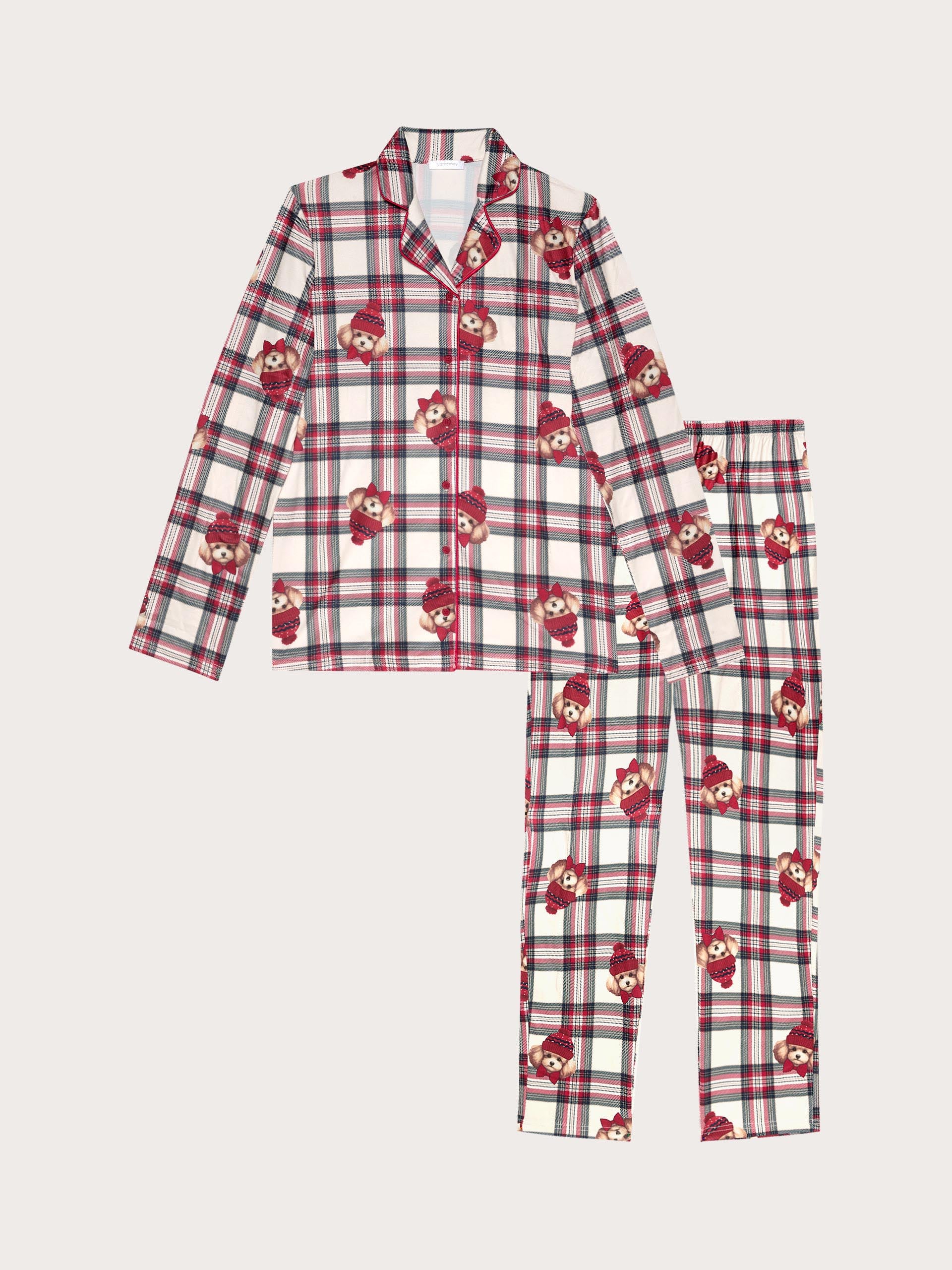 Winter Poodle Pyjamas HAND PEACH JERSEY Woman