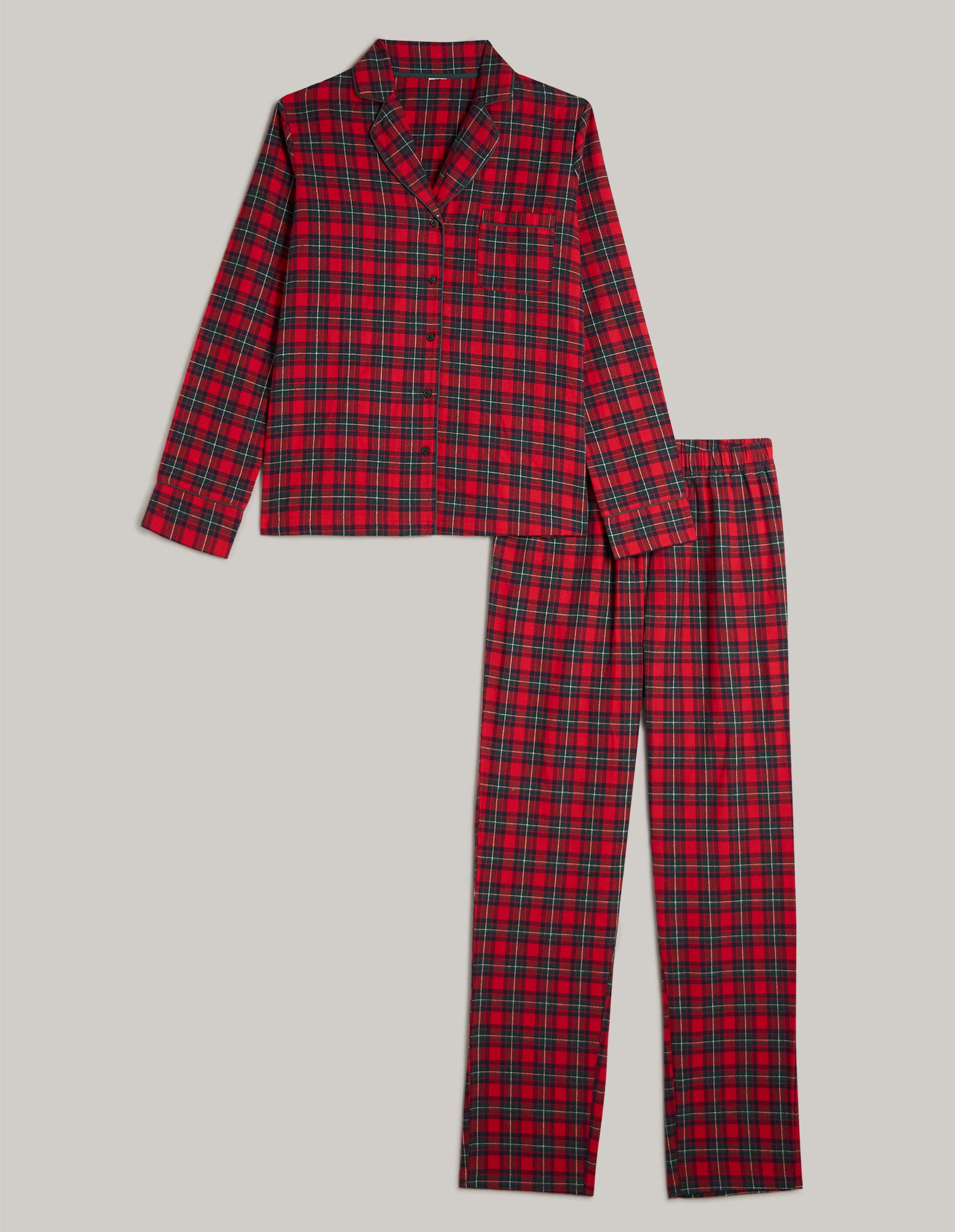 Tartan Family Man Long-Pyjamas with front opening