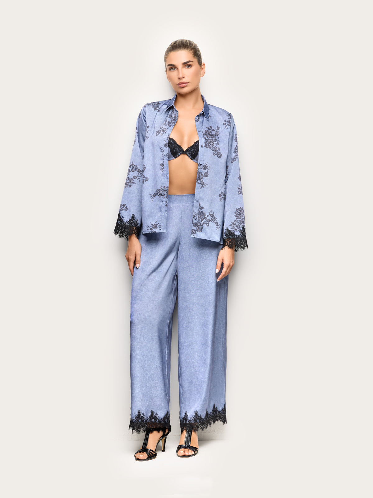 Denim Satin Woman Trousers