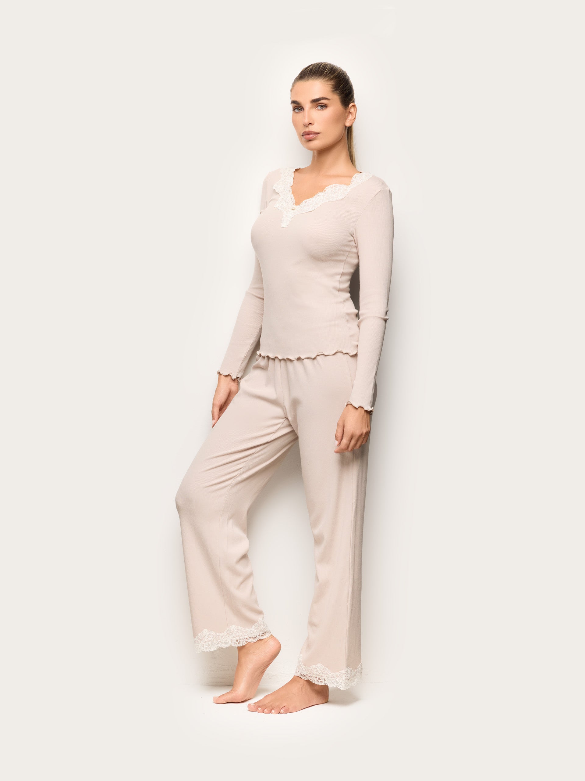Basic Modal/Cotton Rib Woman Trousers