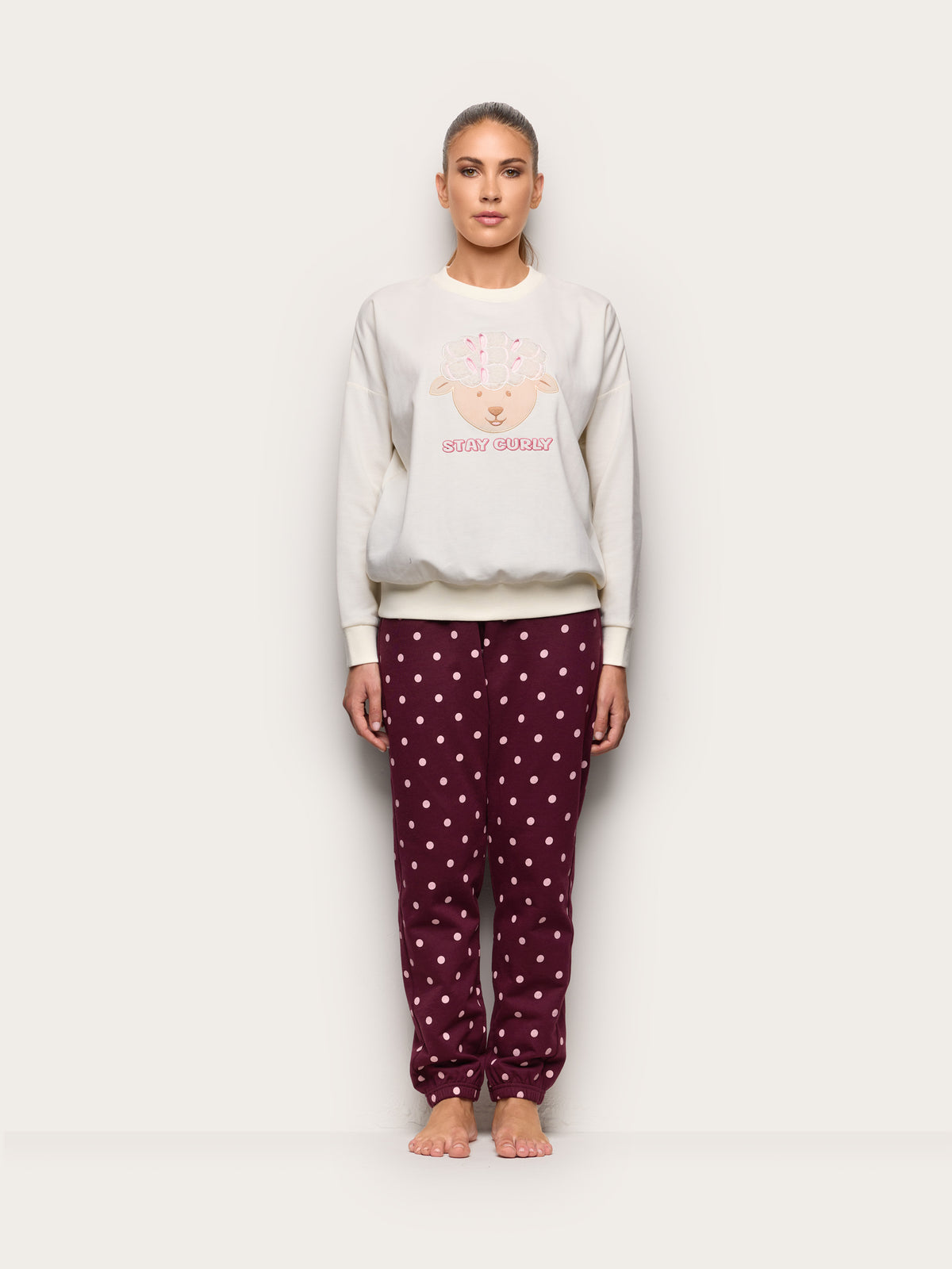 Curly And Cute Woman Pyjamas
