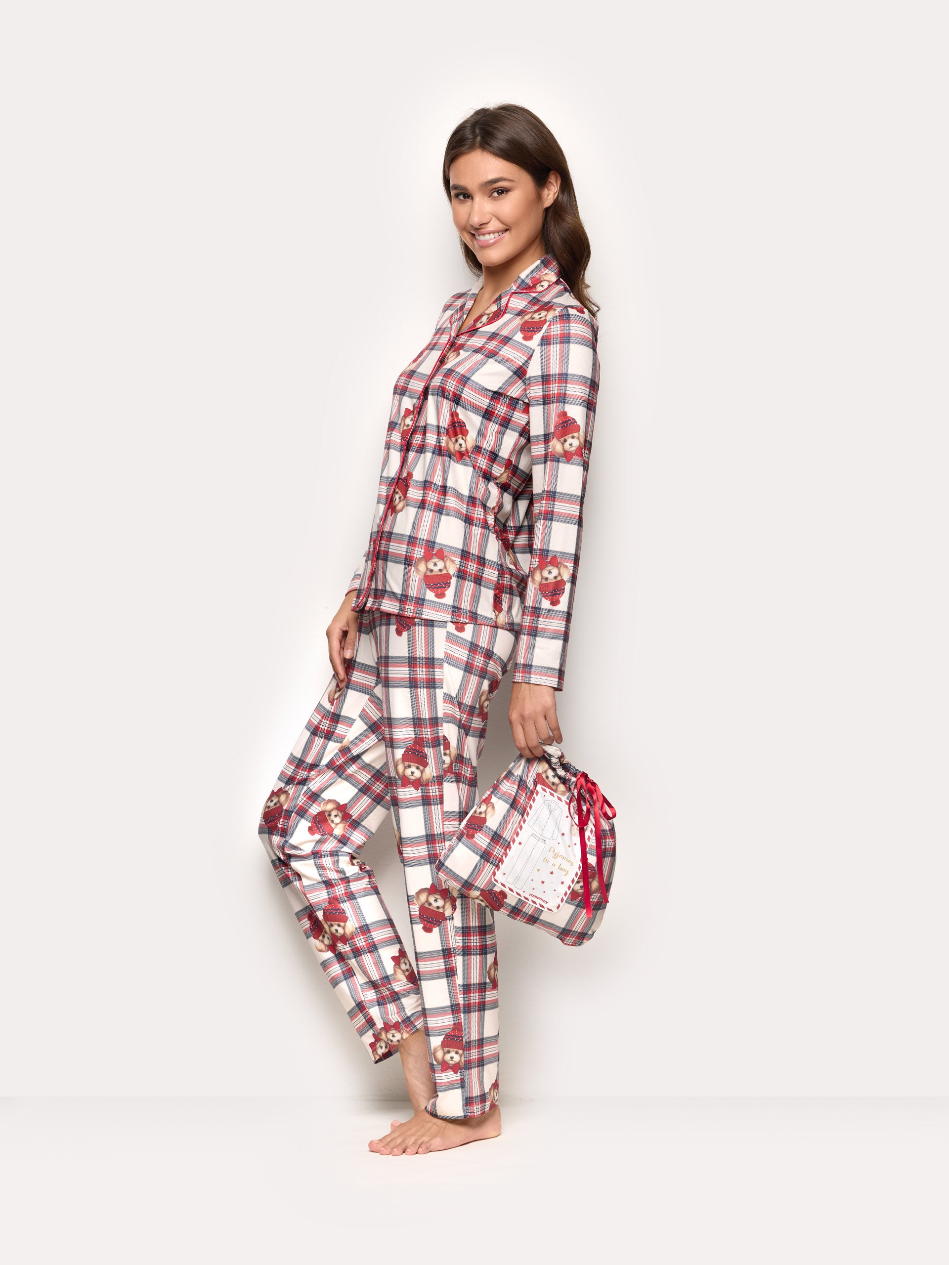 Winter Poodle Pyjamas HAND PEACH JERSEY Woman