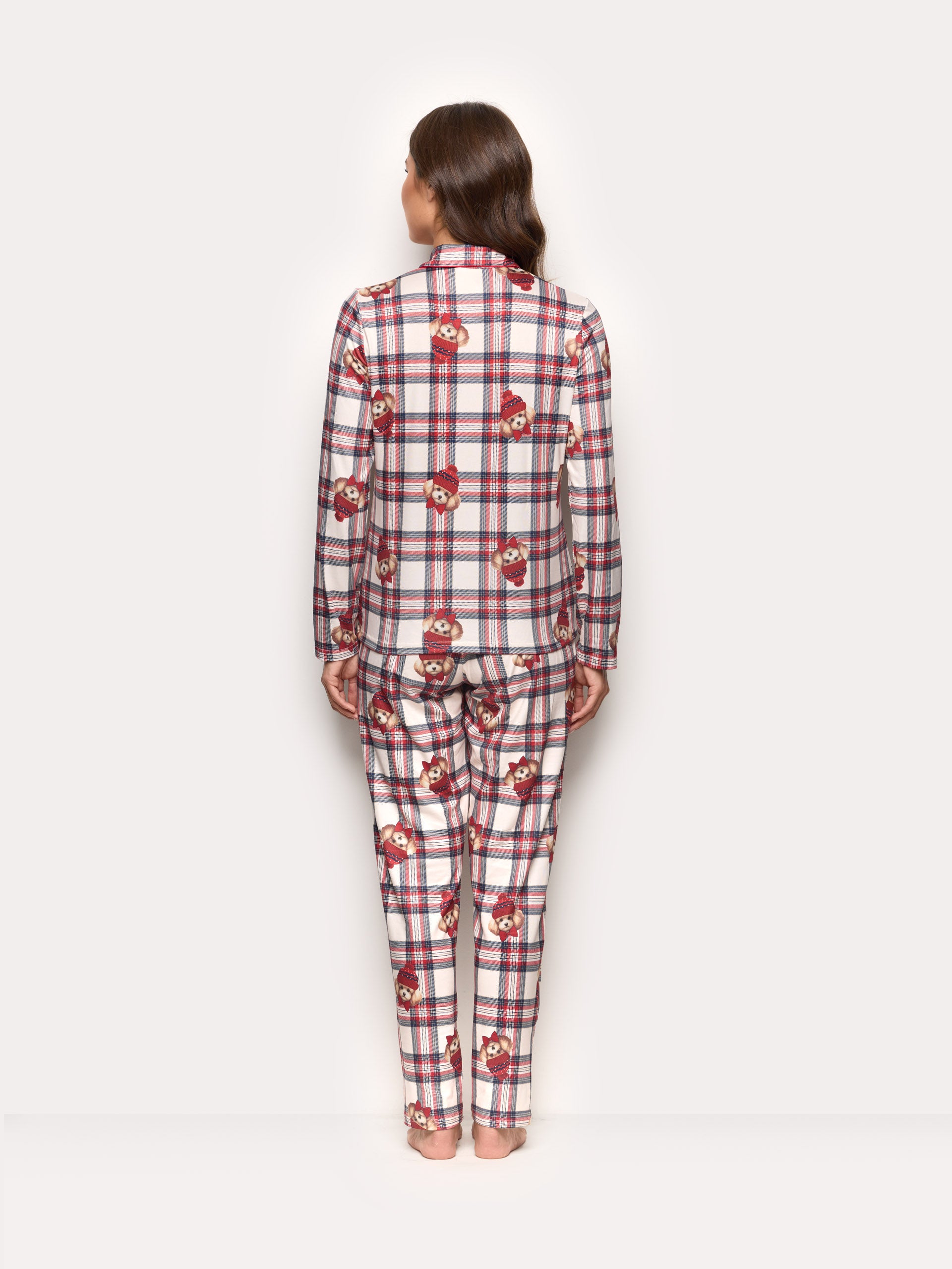 Winter Poodle Pyjamas HAND PEACH JERSEY Woman