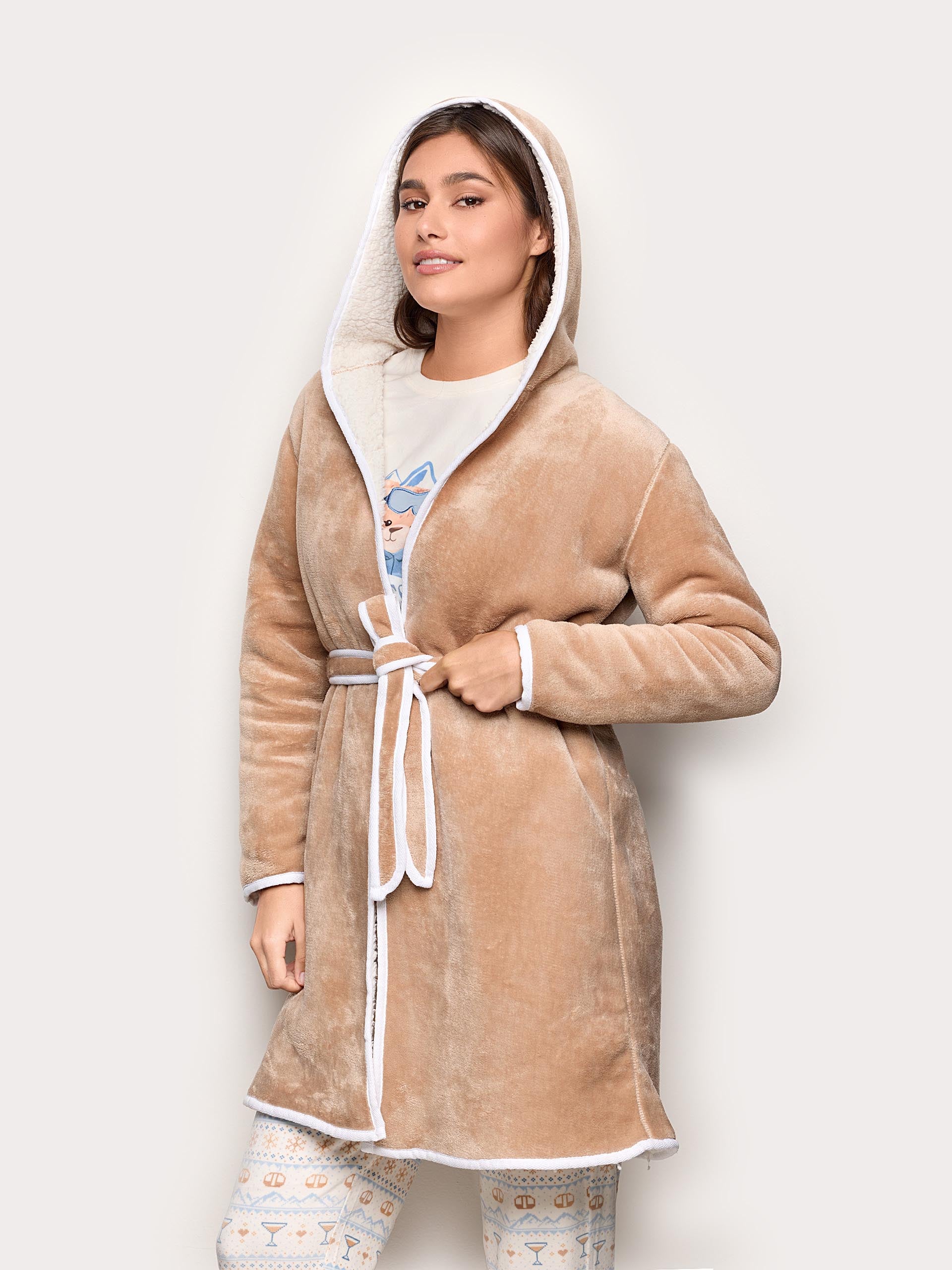 Apres Ski Nightgown Coral Terry Woman Camel
