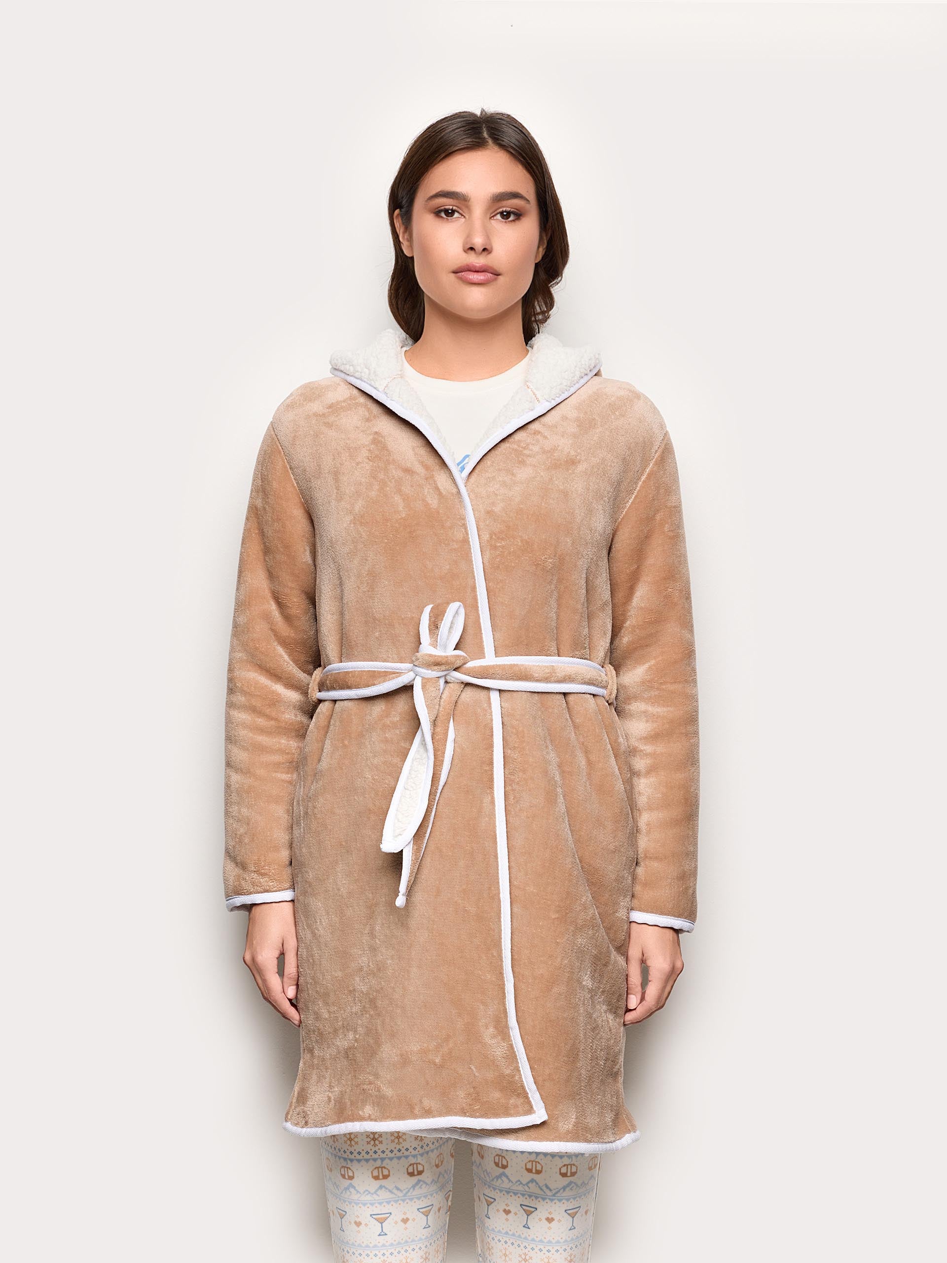 Apres Ski Nightgown Coral Terry Woman Camel